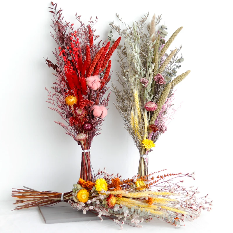New Design trendy handmade small dry natural real red gift dried flower bouquet decoration of flowers mix