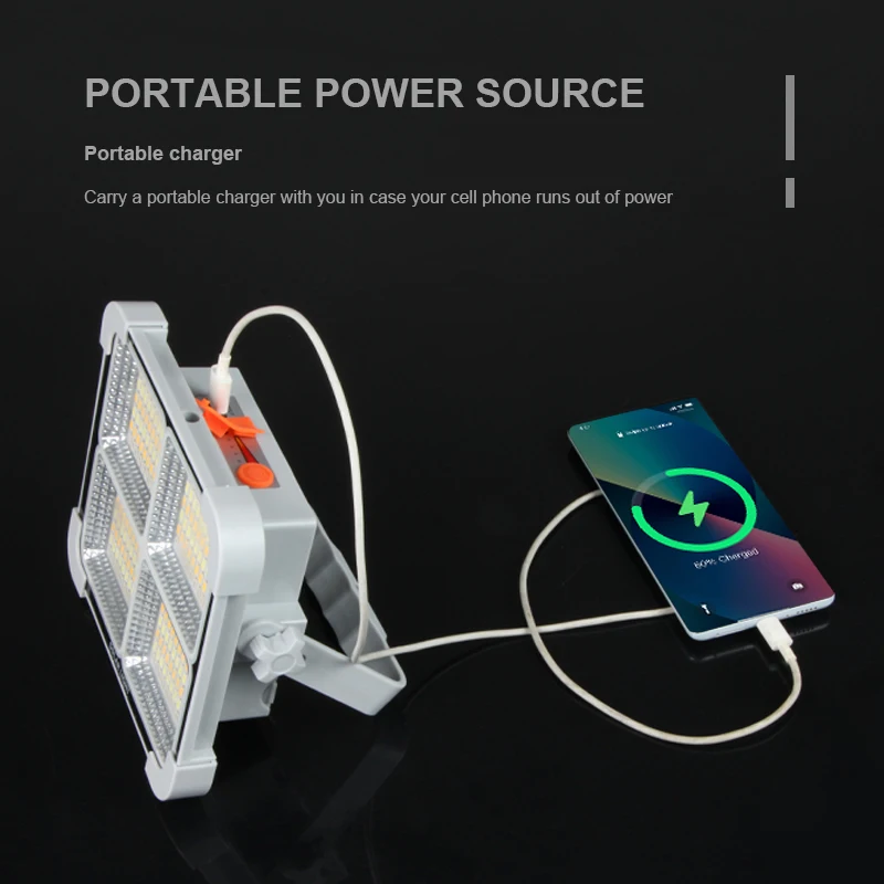 Small LED Flood Light Outdoor Camping Lamps Solar Charging Light Multi Functional Use Dimming Solar Emergency Lights