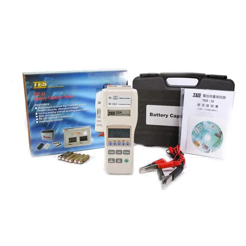TES-32A Lithium Battery Capacity Tester 0-500AH with DCV Resistance Measurement RS232