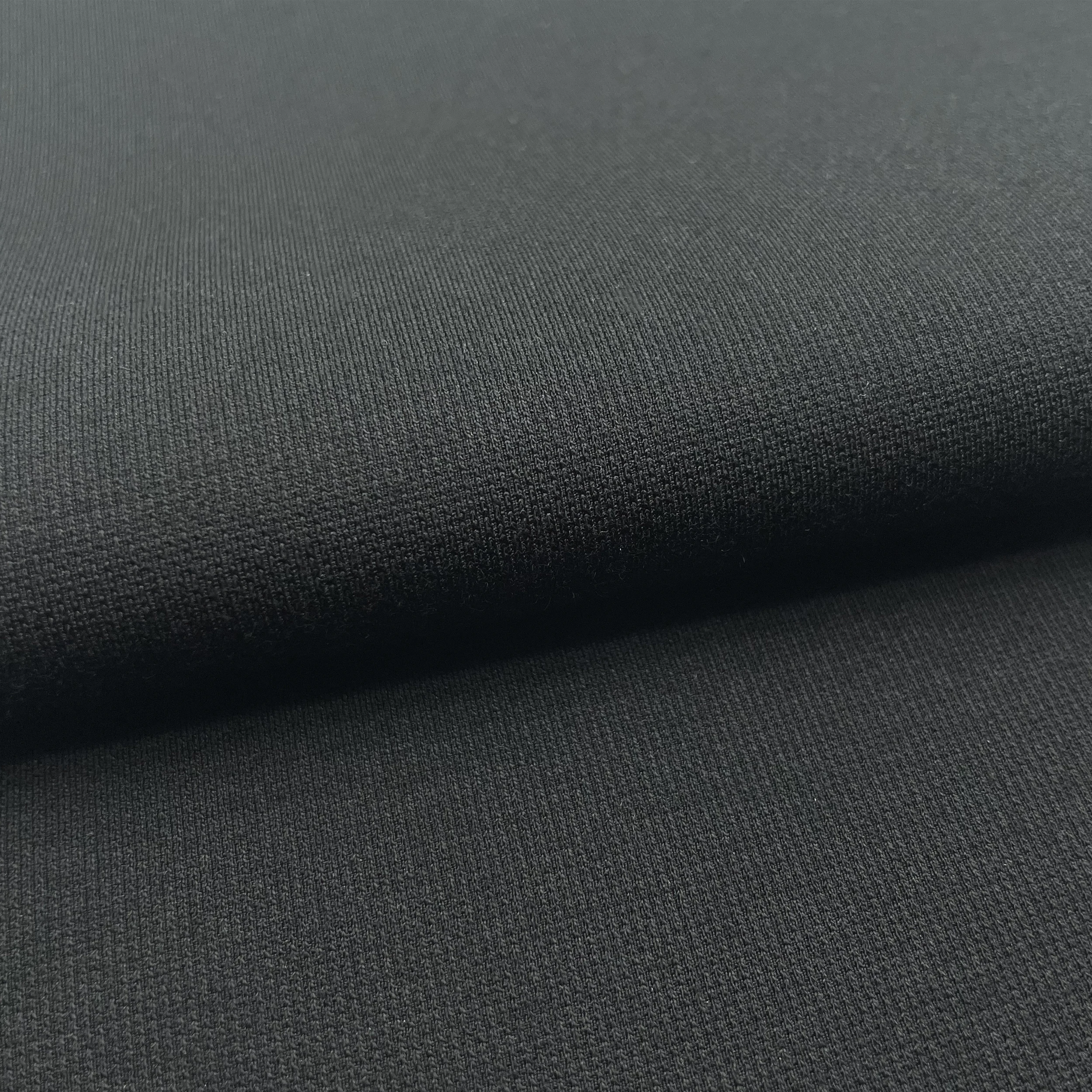Quality Assurance Knitting Nr Fabric Solid Black Wrinkle-Resistant And Anti-Static Double Face Fabric For Suit Pant