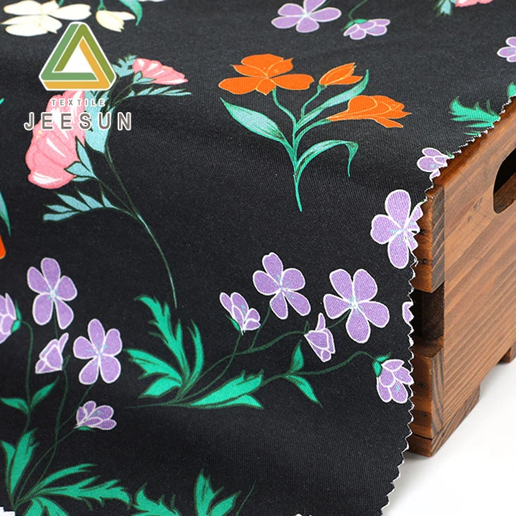 
Hot selling modern new floral elastic cotton spandex lyocell print fabric for dress woman 