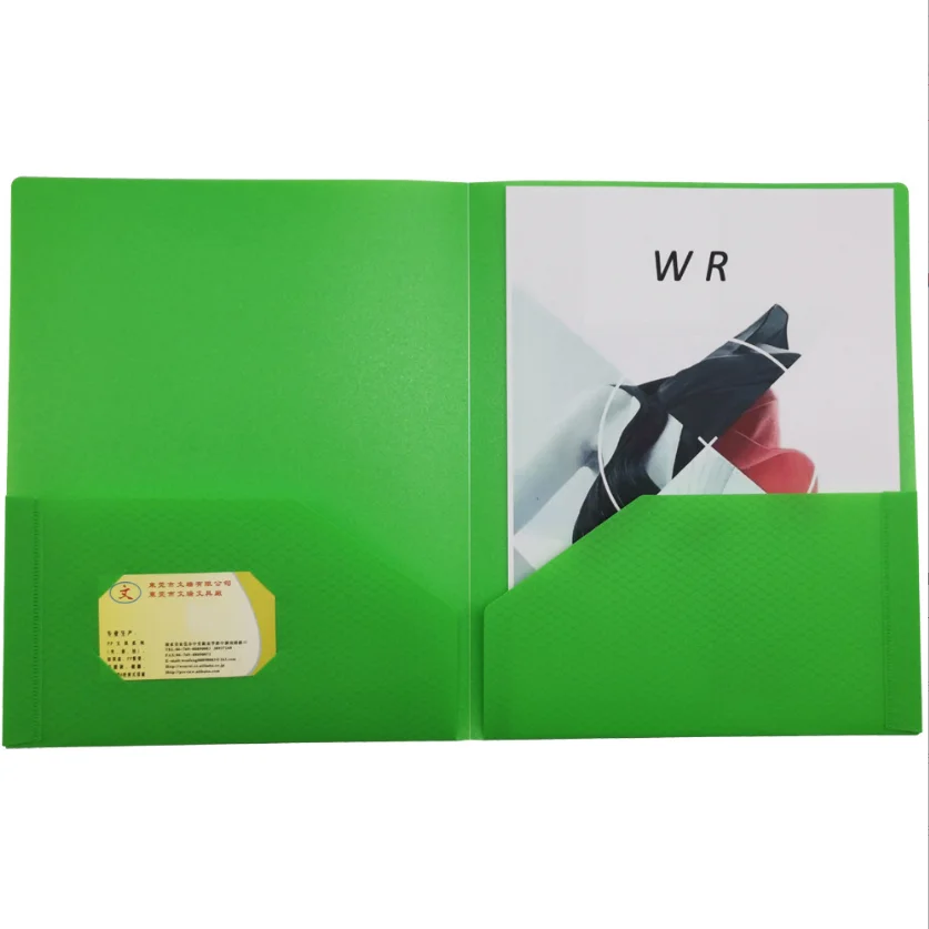 Custom PP Plastic Pockets File Folder for School Office Home Business 9.5*11.5 inch