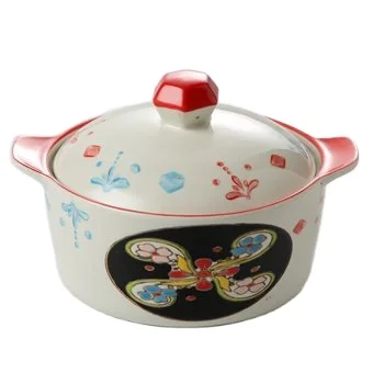 
Amazon hotsale Handmade Porcelain soup & stock pots with Handles lids / Turkish Ceramic soup pot set 