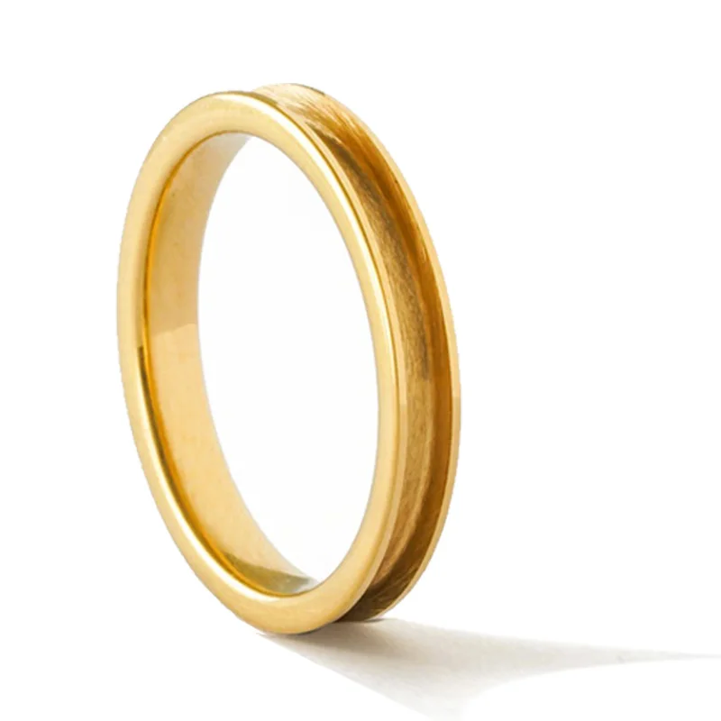China Manufacturer  8mm 6m 4mm Men Women Flat Edge 18K Gold Plated Tungsten Wedding Ring Core for Inlay