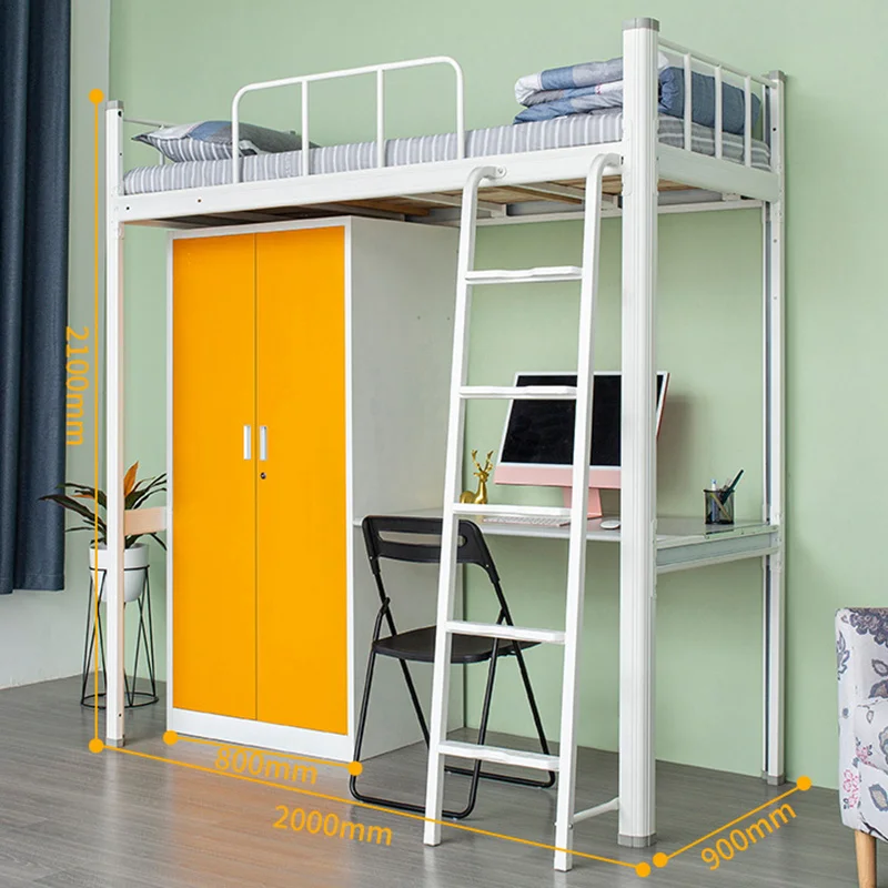 Adults College steel bunk bed Student Apartment Steel Loft Wardrobe Cheap desk and locker boarding school beds