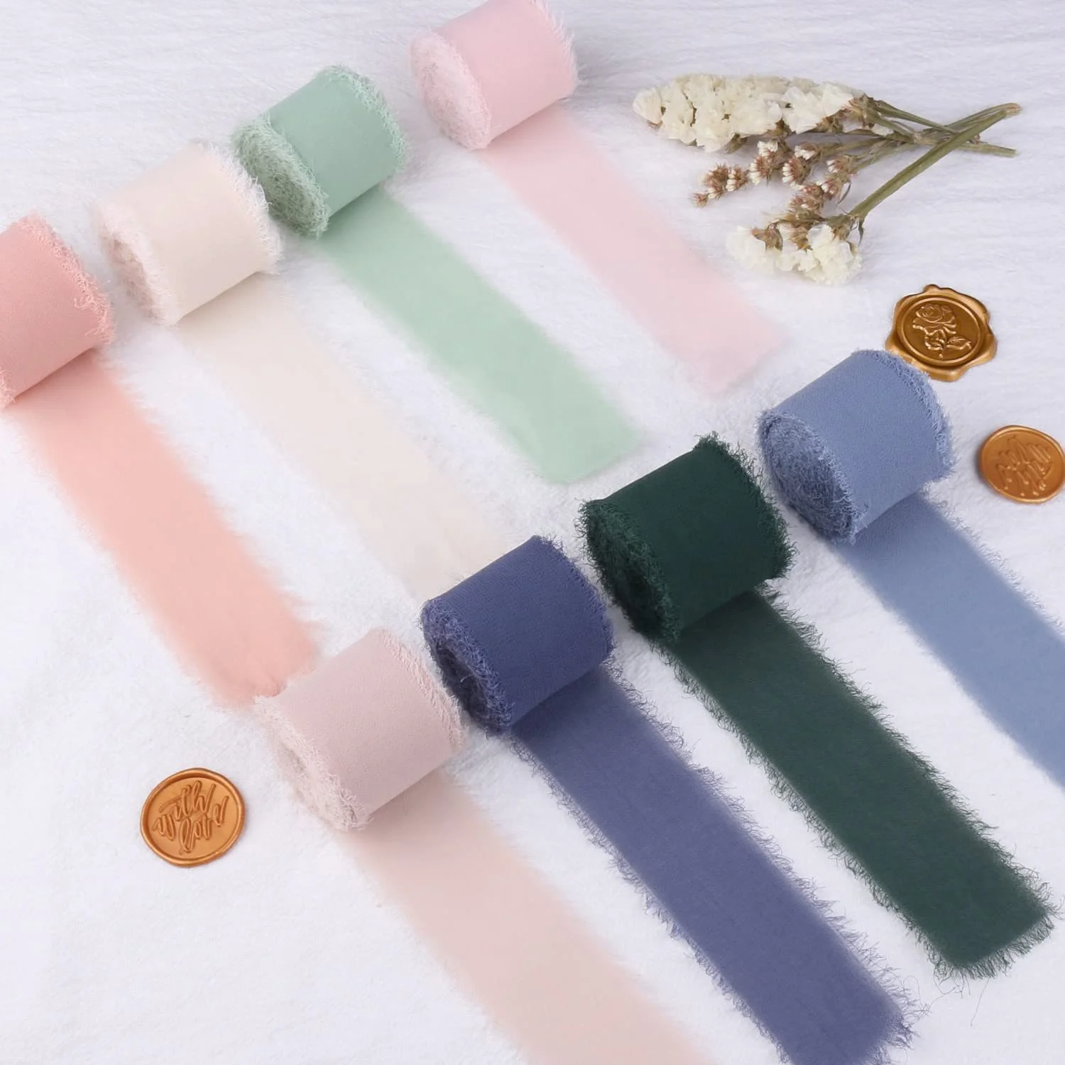 1 1/2' handmade rough edge frayed raw chiffon ribbon wholesale