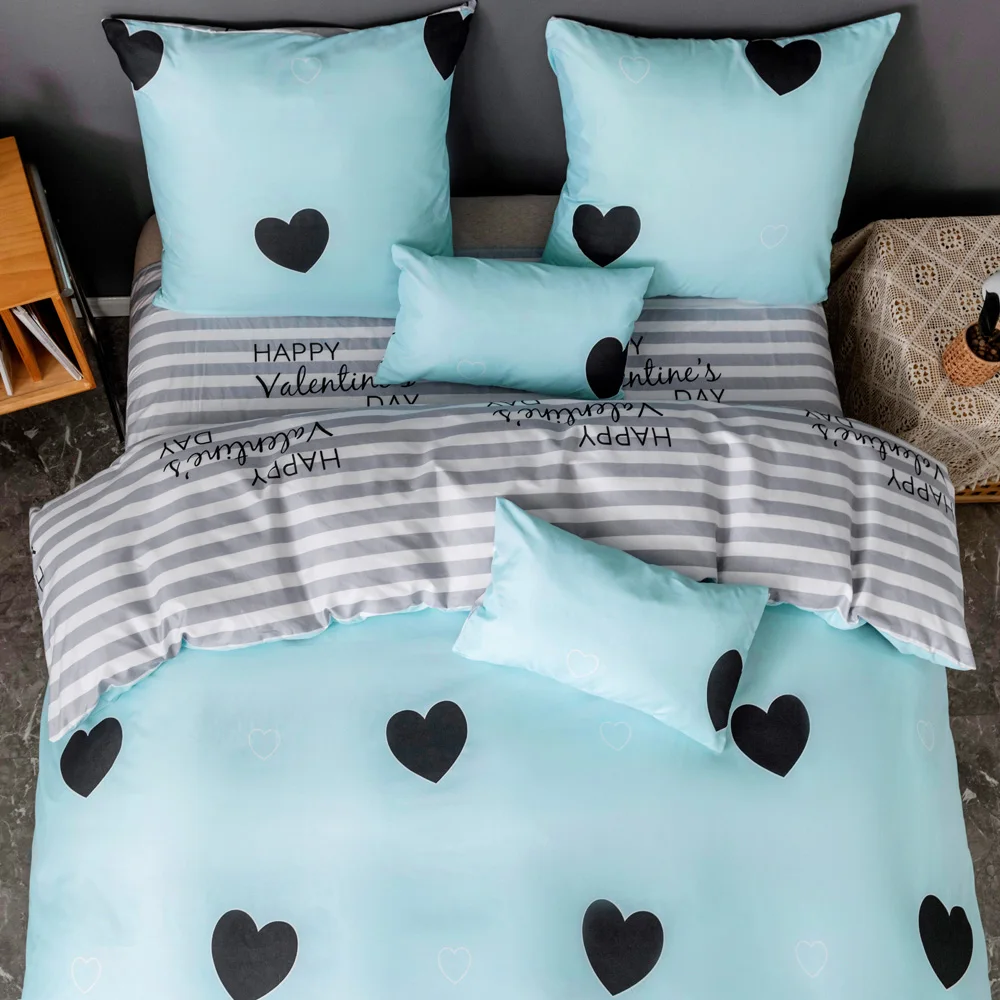 1800 Series Heart Printing 4PCS 6PCS Collection Soft Microfiber Fitted Bed Sheets Sets