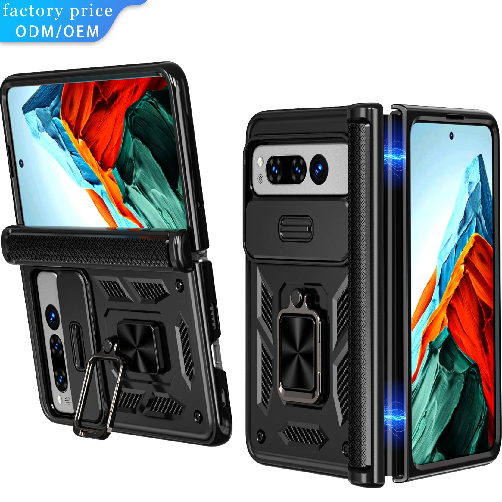 2023 New Product Camera Cover Protect Phone Case for Google Pixel Fold Case with 360 Rotate Ring Stand Magnetic Magnet Phonecase