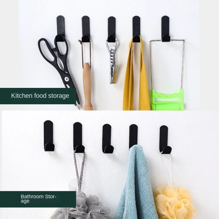 Factory Direct Sale Household Kitchen Bathroom Strong Viscose Storage Punch Free Behind Door Coat Hat Towel Wall Mounting Hook