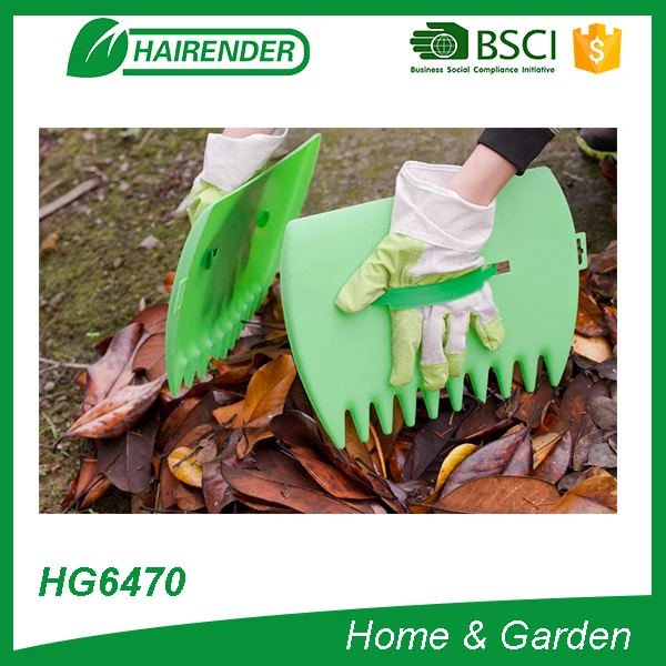 
Yard Garden plastic green hand leaf scoop leaf collector and grass bear claw rake 