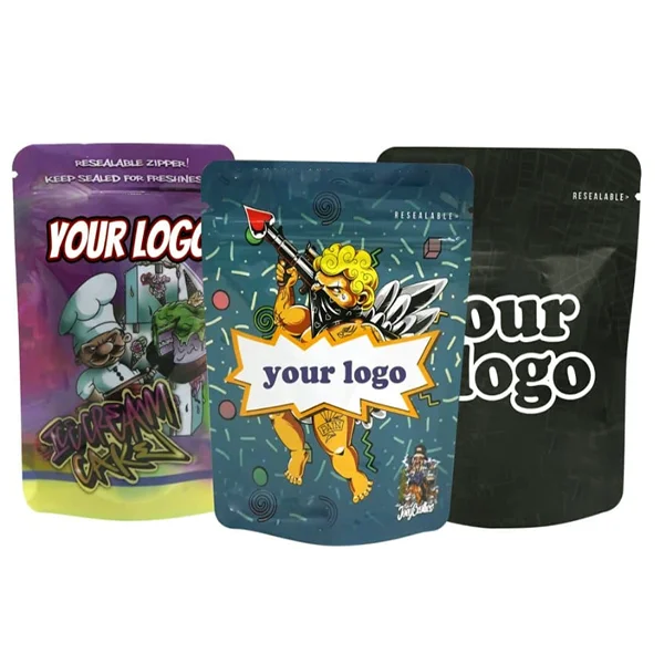 Custom Holographic Candy Ice Cream Edible Flower Mylar Bag 3.5g Cut out Empty Plastic Packaging for Food and Industrial Use