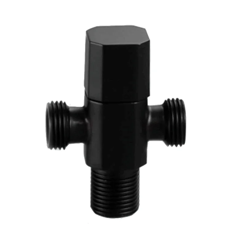 Eouru Matt Black Shower Faucet Fitting Brass Shower Diverter Valve With 3 Way Water Tee Connector