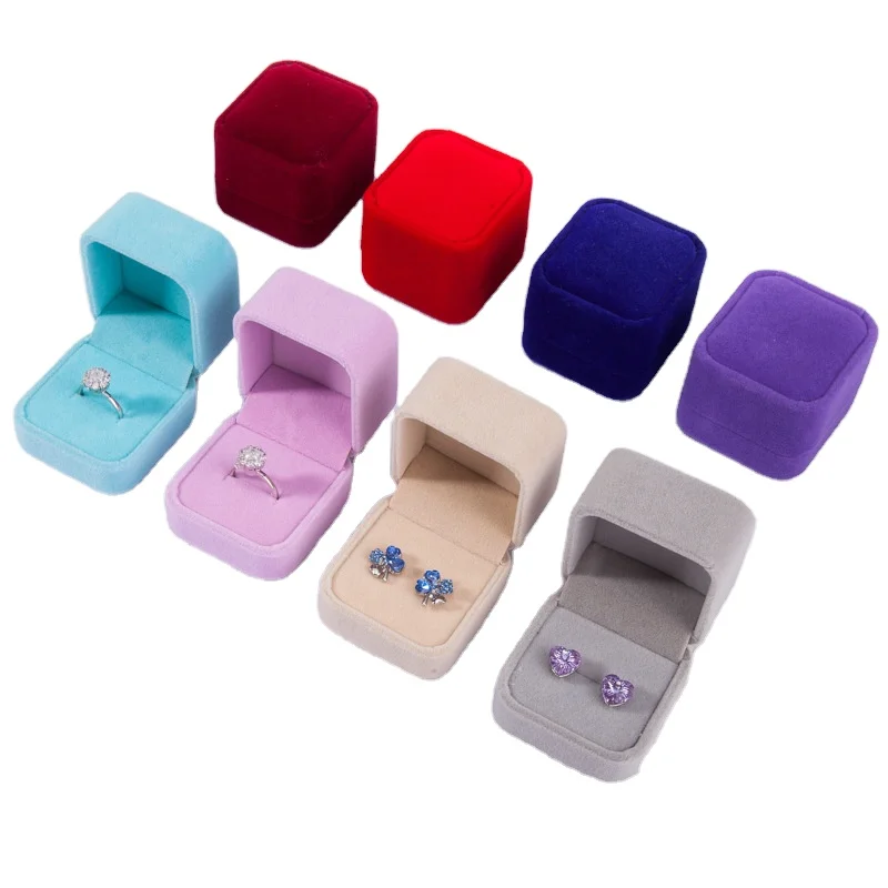 Luxury earring ring velvet gift box custom logo wholesale jewelry packaging box for ring