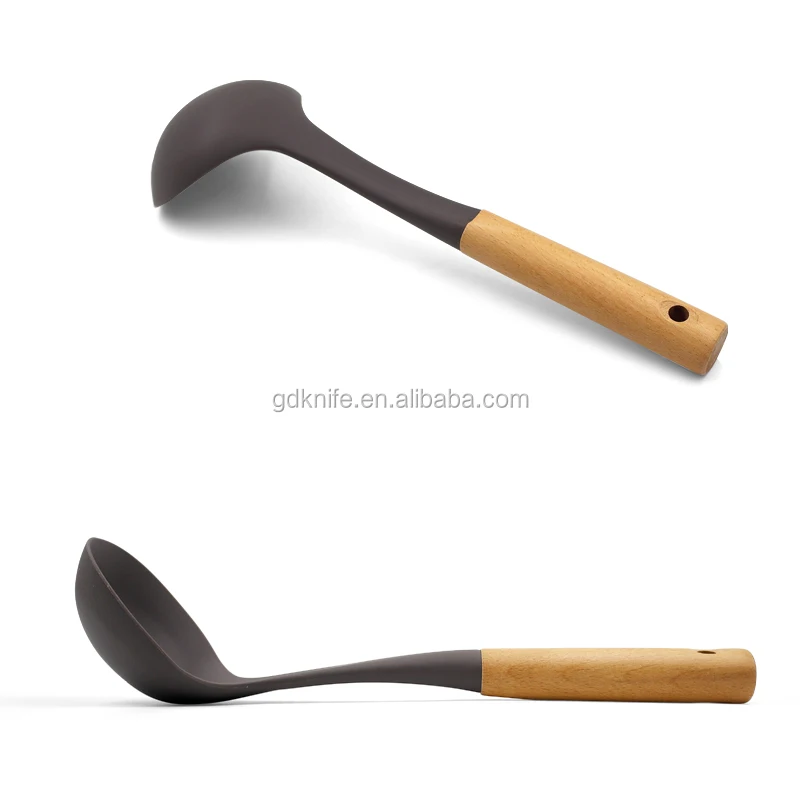 
Eco-friendly 8 Piece with Natural Wooden Handles Silicone Cooking Kitchen Utensil Set 