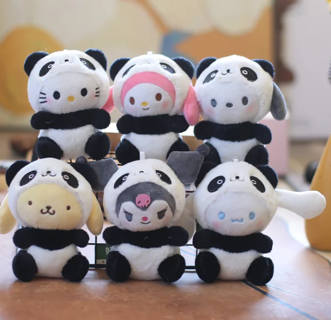 Мультфильм аниме Sanrios COS Panda серии плюшевая игрушка Kawaii Mymelody Cinnamorol Kuromi Pochacco Мягкая Плюшевая Кукла кулон