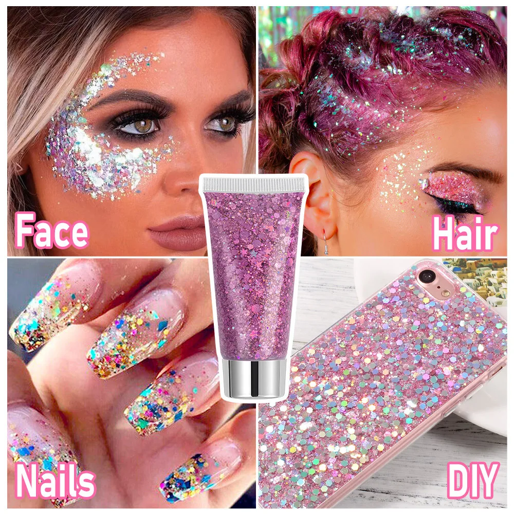 Glitter Diamond Makeup Hair Face Flash Eye Loose Sequins Cream  Private Label Body Glitter Gel