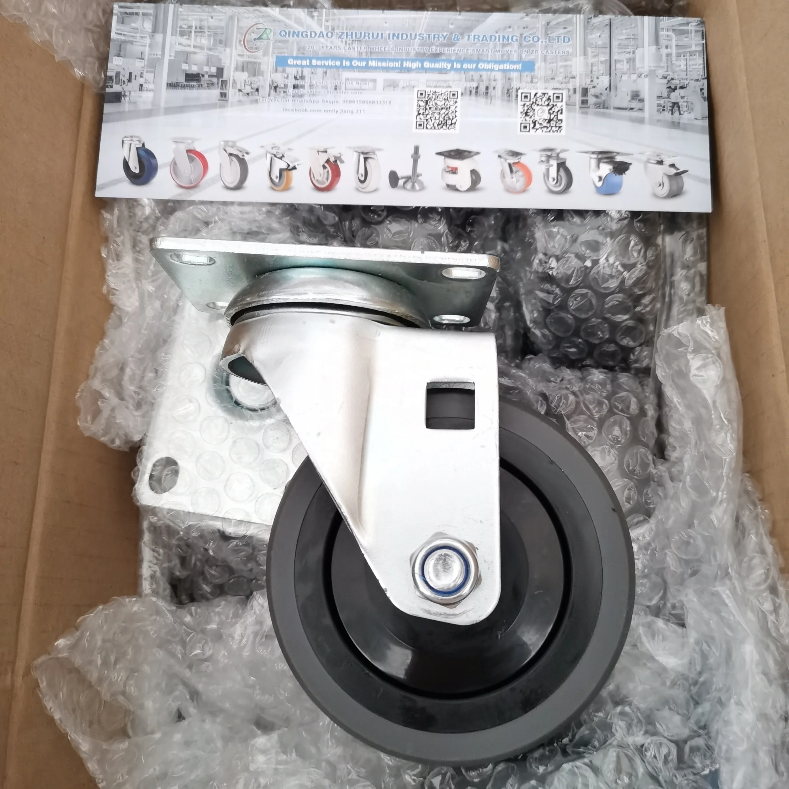 Qingdao Zhurui 4 Inch swivel top plate antistatic industrial caster swivel caster esd wheel D100mm caster Wheel