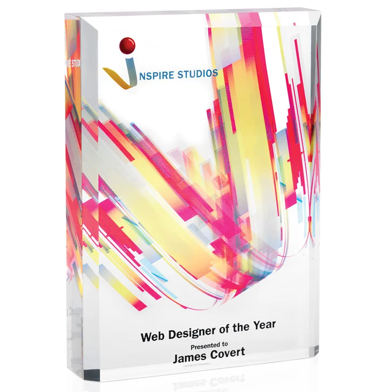 Cast Lucite Block Achievement Acrylic Award With Chamfered Edge customized full printing Sublimation perspex block