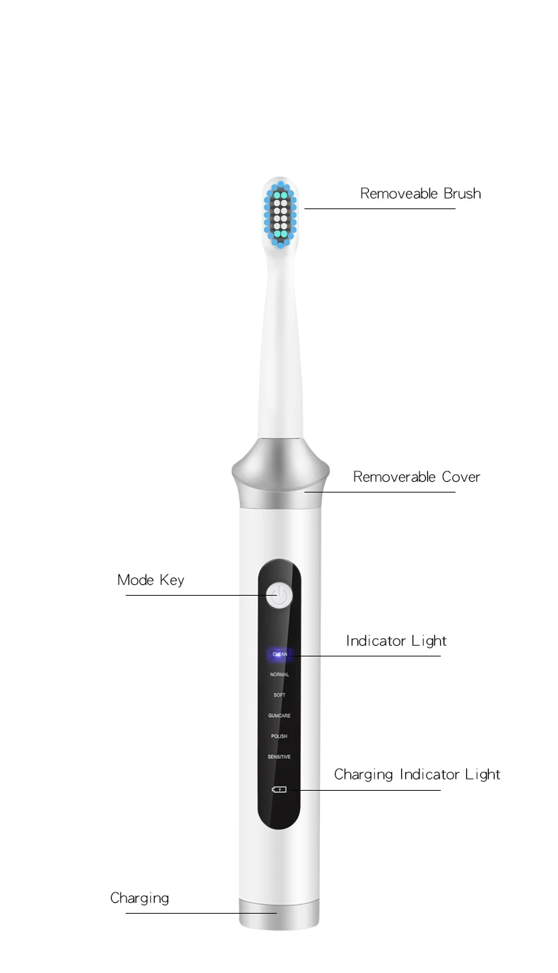 waterproof powerful cleaning smart toothbrush travel rechargeable sonic electric toothbrush for adult