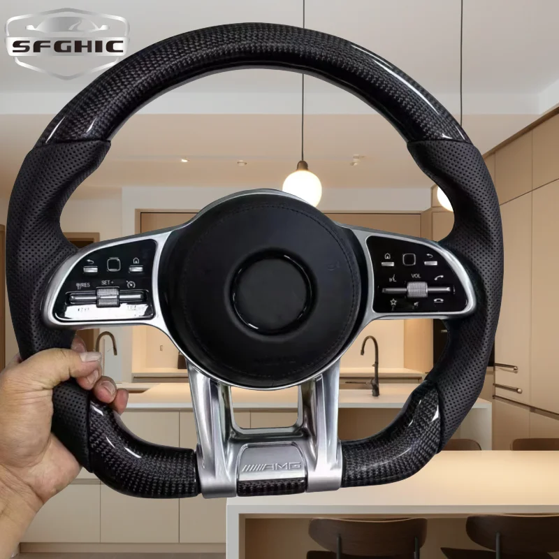 Forged Carbon Fiber Steering Wheel For Mercedes Benz AM-G S Class W124 W221 W166 C300 E Class C350 CLAS550 W203