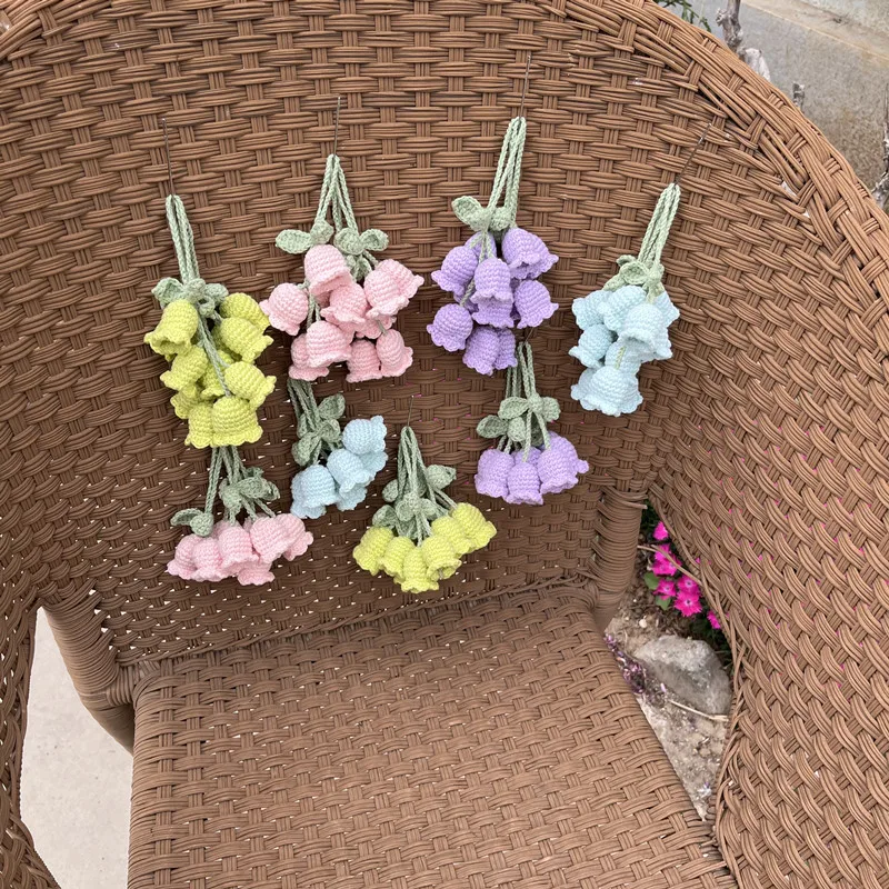 Crochet Lily of The Valley  Crochet Flower Keychain Lily of the Valley Keyring Handmade Keychain Gift for Her