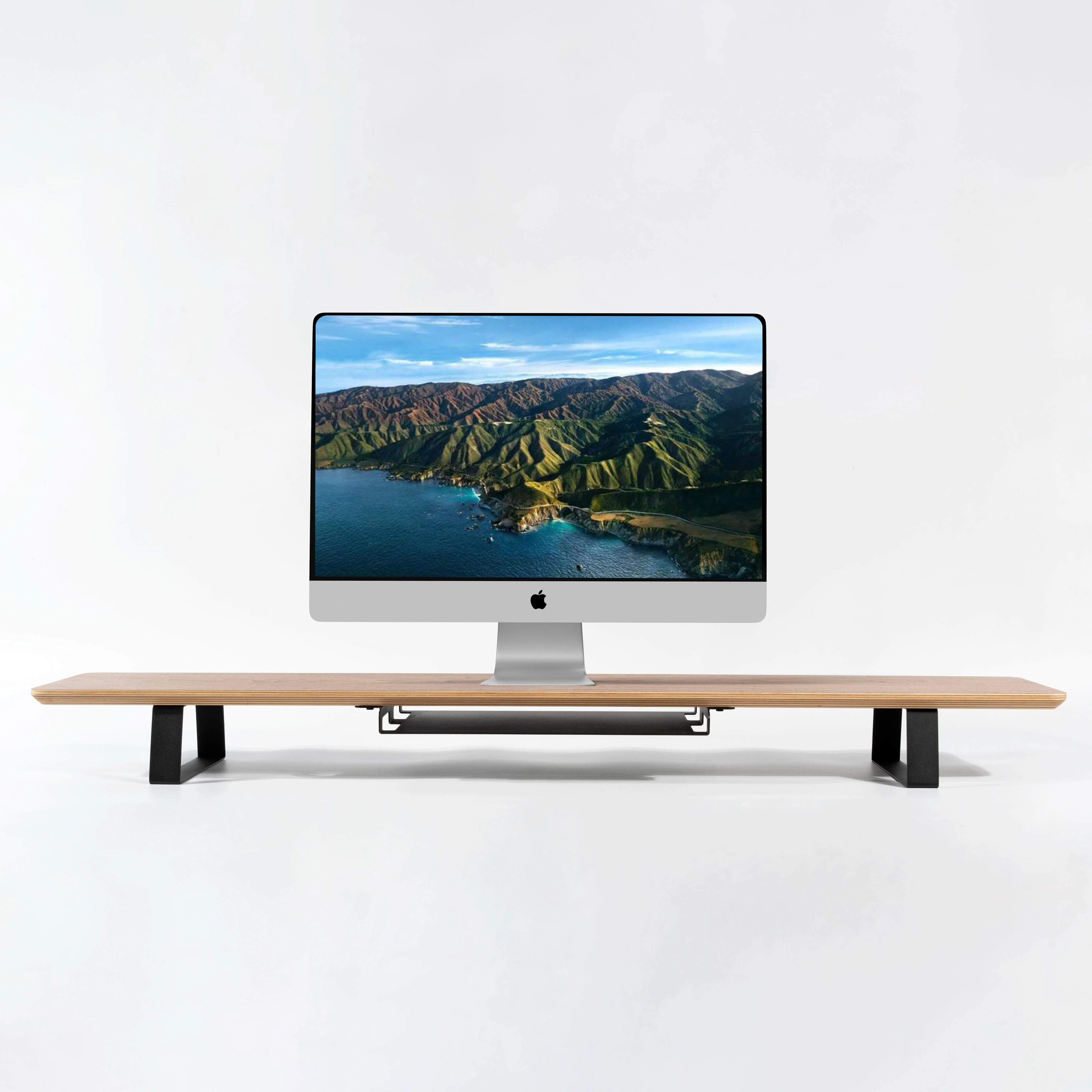 SAMDI Modern Portable Walnut Monitor Stand Dual Riser for Computer Desk for Home Office Living Room or School