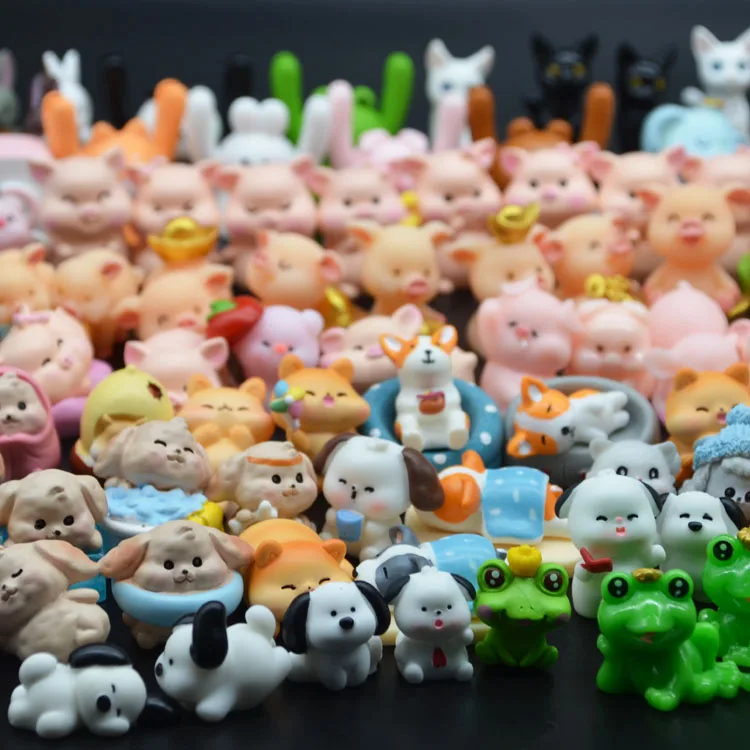 wholesale cute fairy garden mini duck Goose Frog dog cat rabbit mushroom bear hen animals craft decorative resin animal figurine
