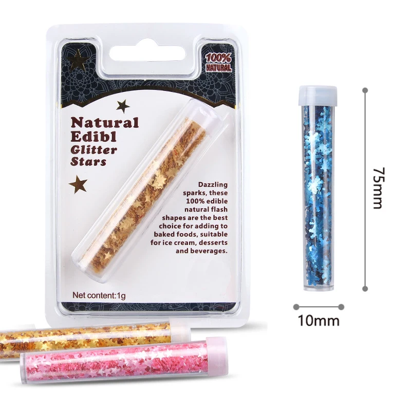 Edible Glitter Flakes Gold Edible Flash Star Heart Snowflake Shape Sprinkles for Cake Ice Cream Dessert Beverages Decoration