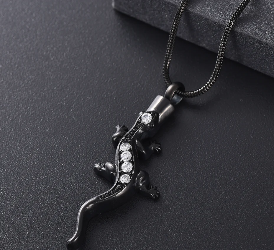 Lizard Cremation Jewelry that holds ashes - Loss Of Pet Stainless Steel Memorial Urn Necklace Holder Keepsake Pendant