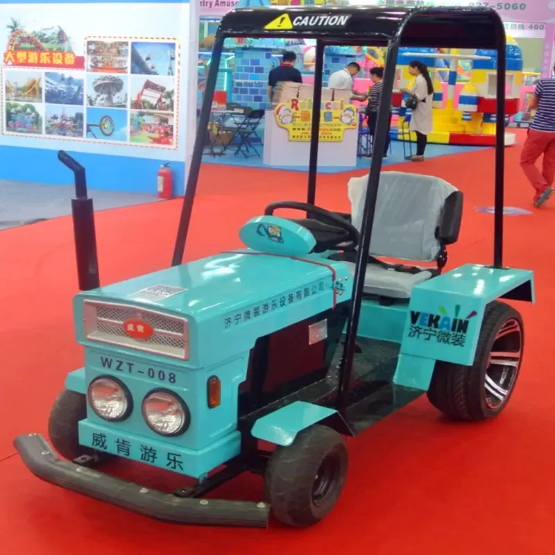 Kids Indoor Outdoor Steel Attractions Fiberglass Metal Amusement Park Rides Rechargeable Electric Tractor Cars for Children