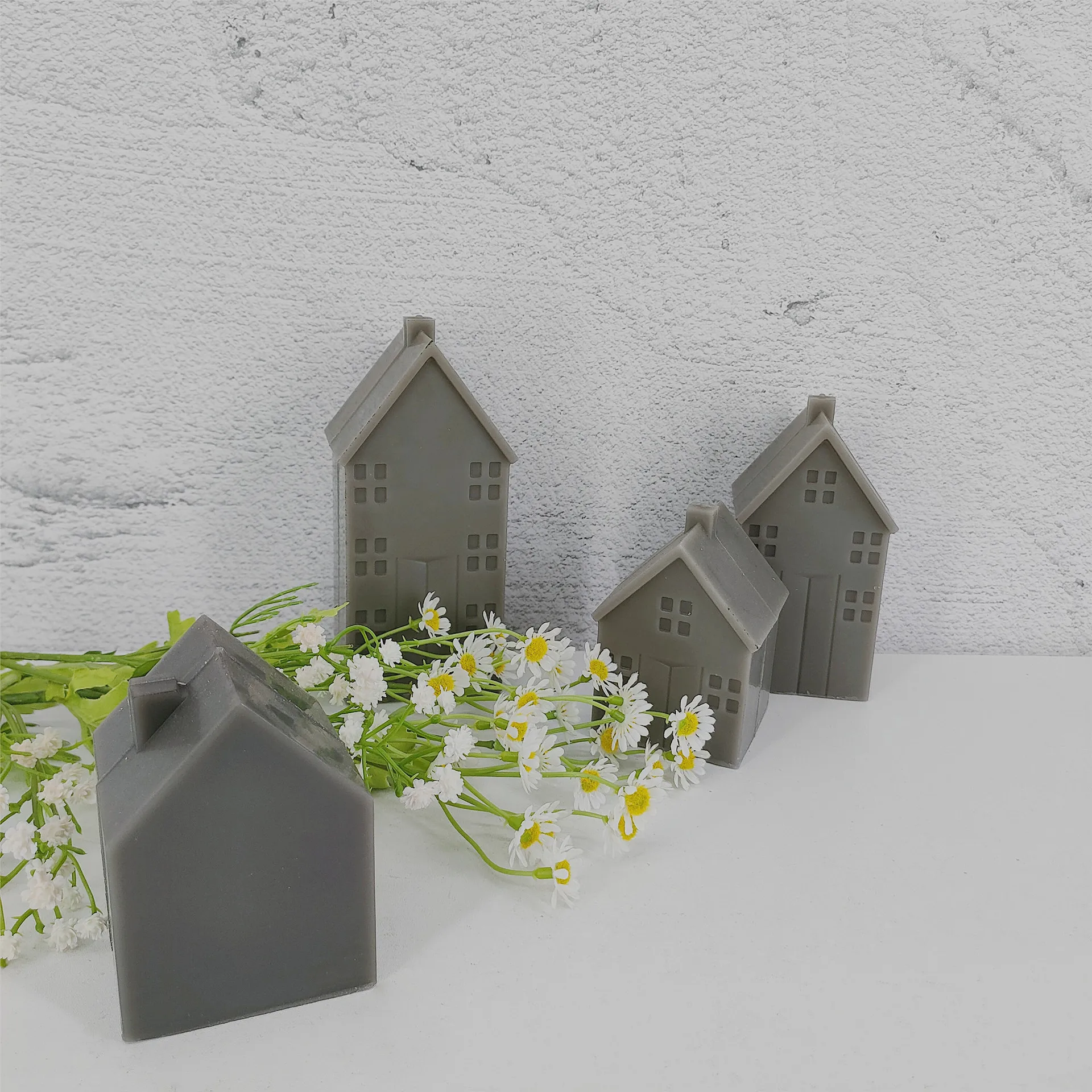 HY Small House Candle Acrylic Molds for Acrylic Villa Wooden House Candle Making Mold