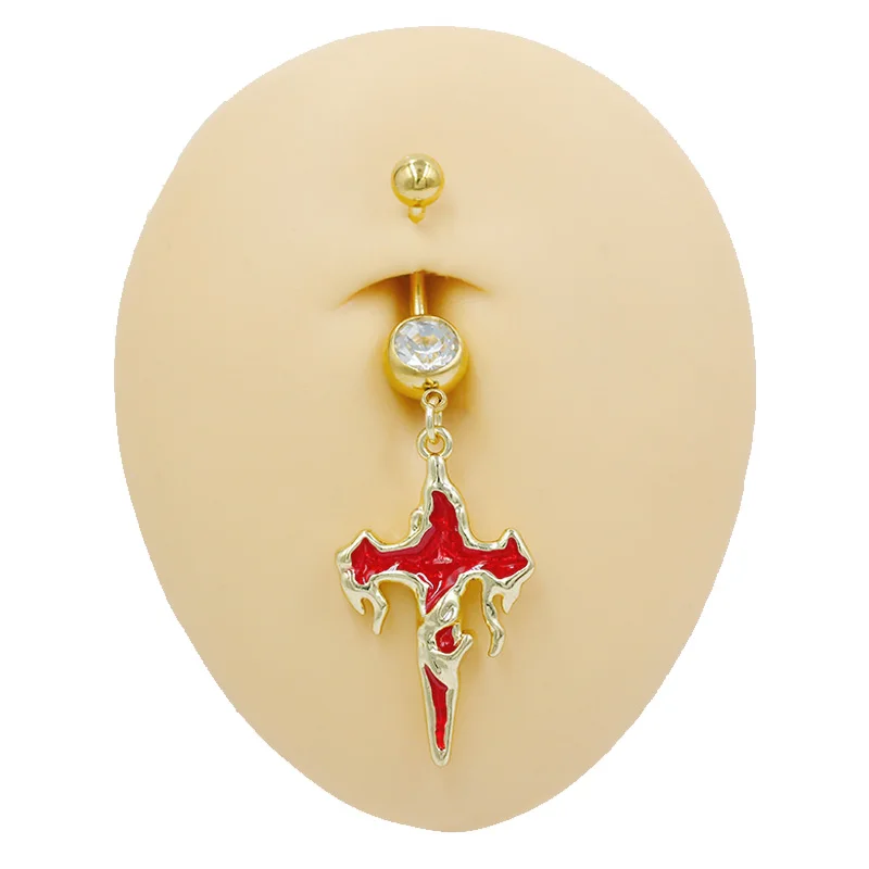 Gaby Halloween punk cross belly button tattoo designs bottom piercing nail ring wholesale navel piercing for women