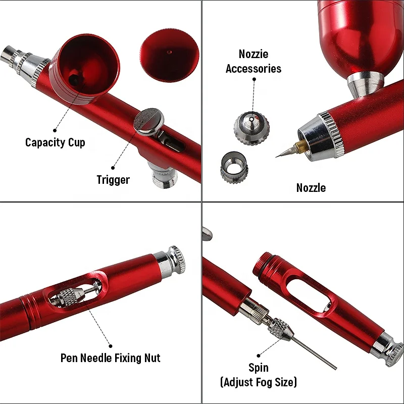 New Aluminum Versatile Mini Airbrush Beauty Machine Wholesale Tattoos Nail Art Cake Decorating Tint Dye Eyebrow Spray Gun Pen