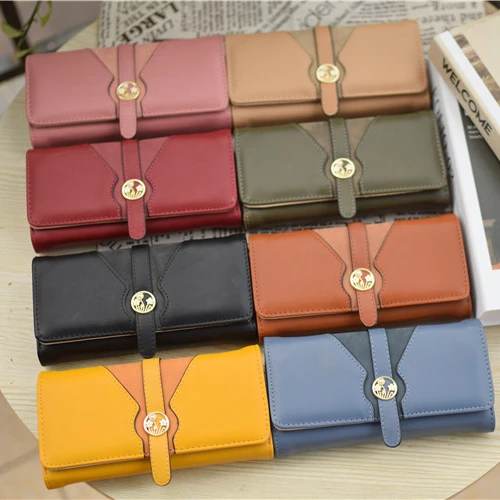 Hot Selling Long Modern Pu Leather Wallets For Women Fashionable