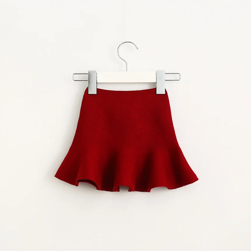 Toddler Girl Knitted Solid Skirt Children Girl  Cute Ruffle Fish Tail Skirt for Winter Fashion Girl Clothing
