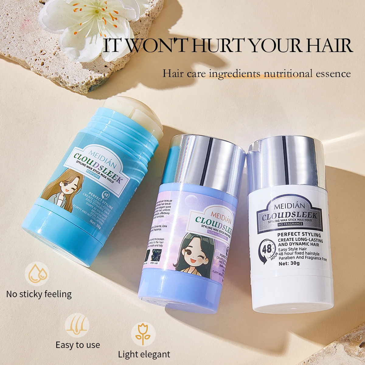 Original Private Label Men Women Hair Gel Styling Products Use Not Greasy Edge Control hair wax stick For Hair Fixed