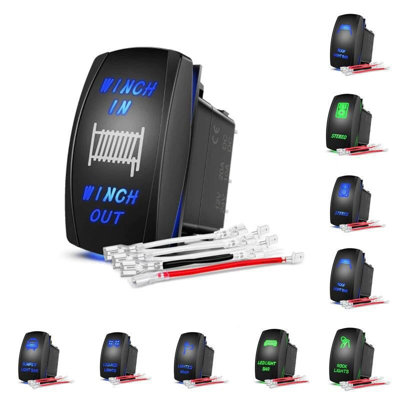 ON/OFF 12 Volt 5PIN LED Light Bar Custom Car Switch Panel Blue Bright Lacquer  Switch Panel for Boat