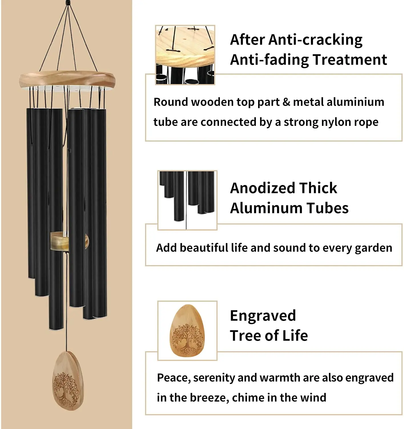 Wind Chimes Silver Memorial Gift Set for Loss of a Loved one, Long deep Tones Memorial  Wind Chimes