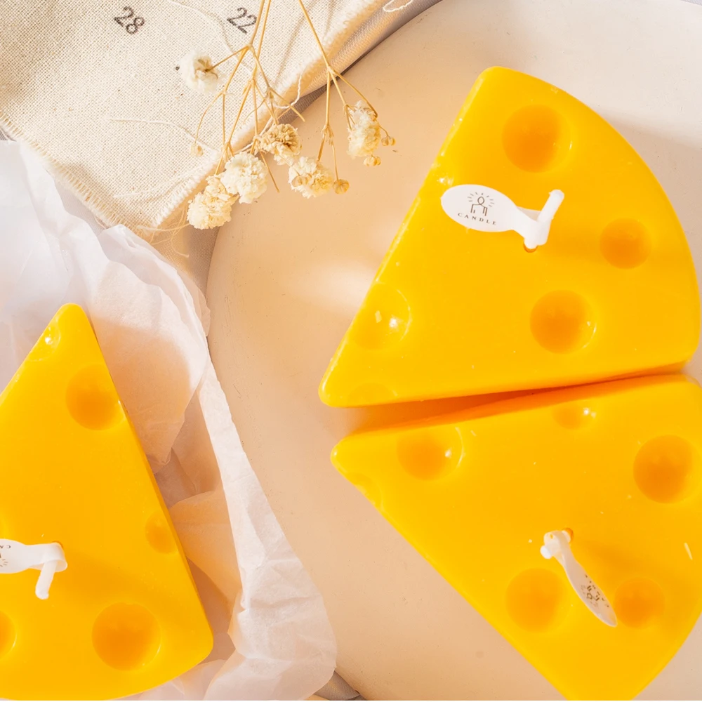 Custom Package Cheese Shaped Scented Candle Decorative Butter Aroma Candle For Table Photo Prop Birthday Gift