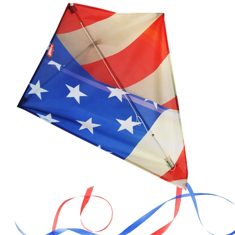 Custom made colorful printing   promotional American Flag kite  Diamond Kite for sale