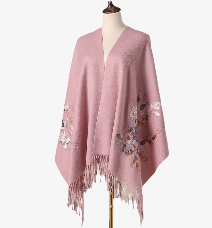 2023 Winter Embroidering Cashmere Shawls Premium Warm Wool Pashmina Scarves For Women Supplier Wholesale