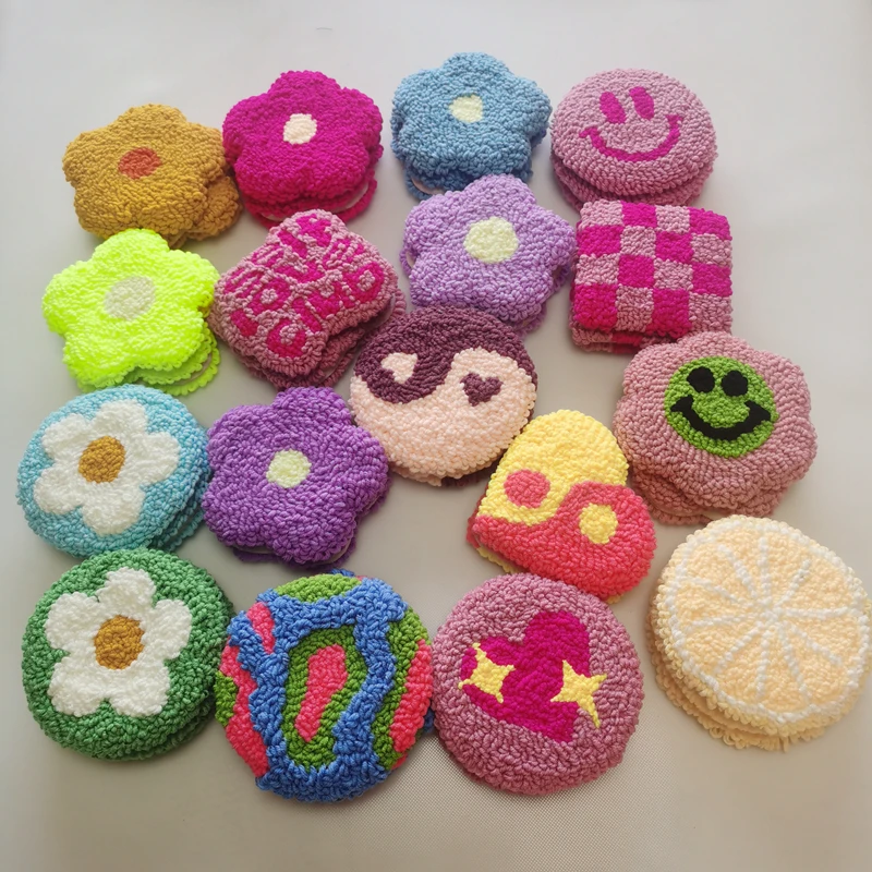 Feng Shui Patten Punch Needle Placement Coaster Handmade Mug Rug Coasters for Novelty Gifts