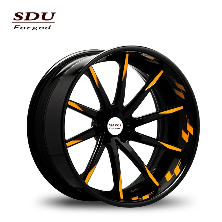 Черный и оранжевый из двух частей кованые колеса 2 шт. для гоночного автомобиля