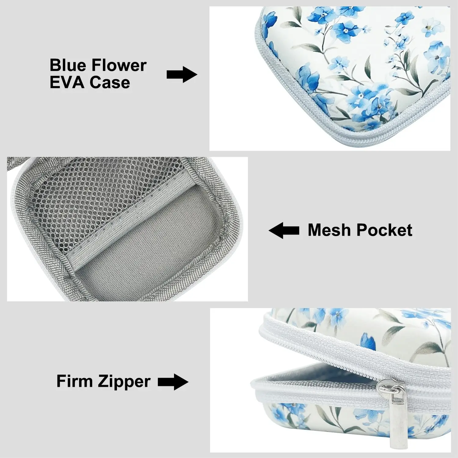 ODM OEM Custom Colorful Printing Flowers Pattern Eva Small Zipper Pouch Storage Headphone Airpods Case