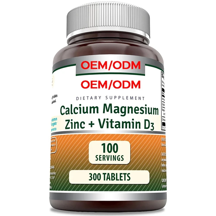 300 Tablets Per Bottle Supplement Calcium Magnesium Zinc D3