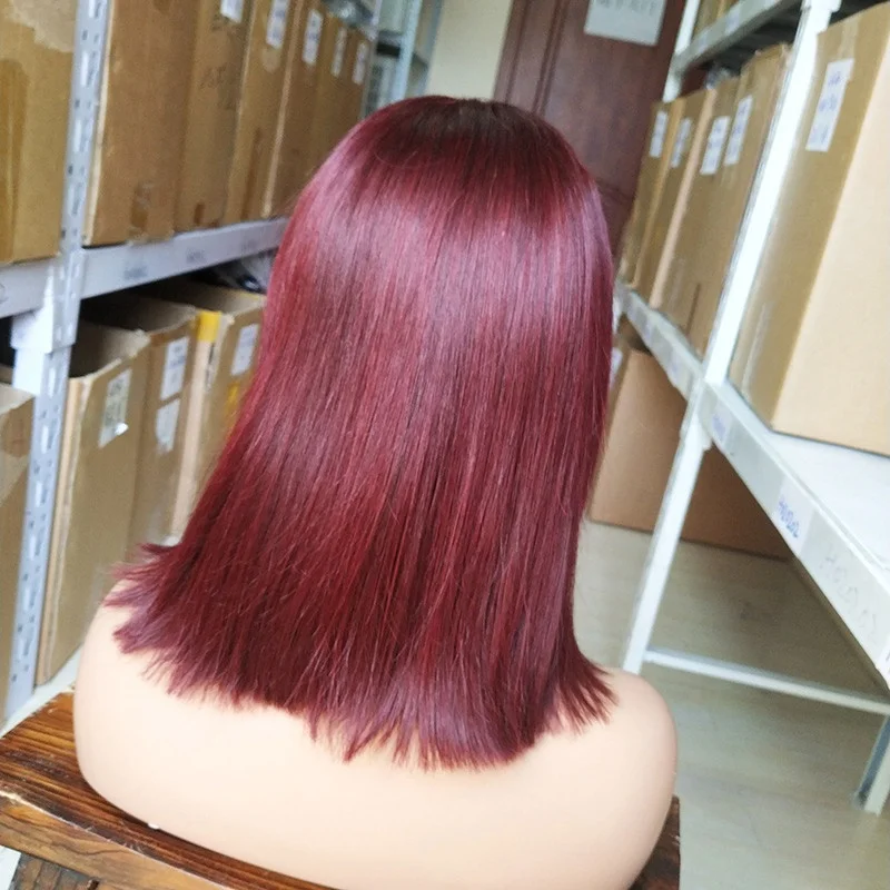 30 40 inch Deep wave 99j Burgundy  13x4 13x6 brazilian raw indian human hair Transparent ha lace front wigs for black women