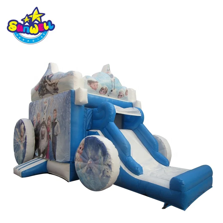 Commercial inflatable frozen combo moonwalk inflatable bouncer slide with Elsa and Anna