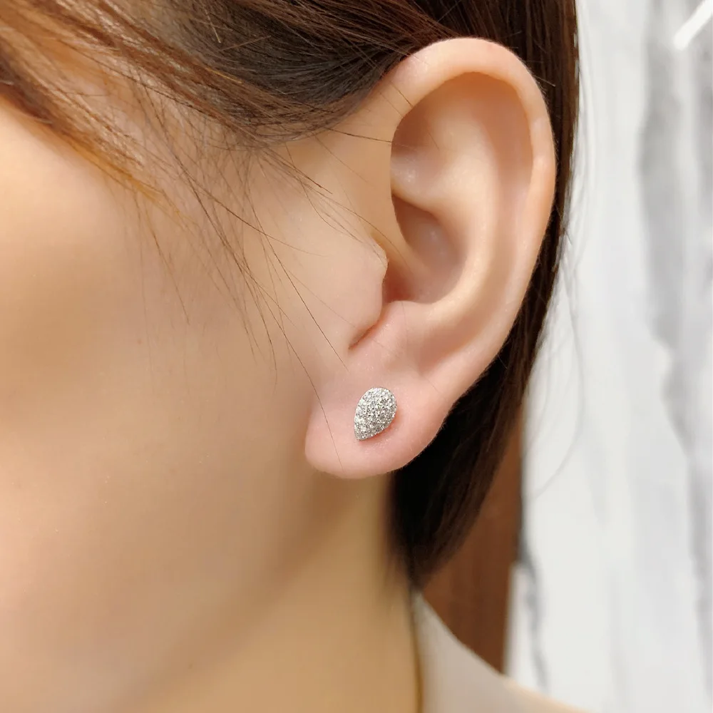 S925 sterling silver droplet shaped small earrings with micro inlaid diamond melon seed earrings wedding jewelry
