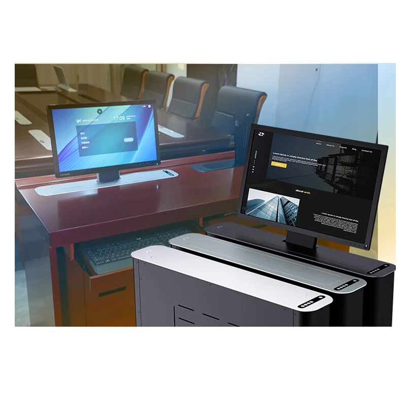 20 22 24 inch large monitor LCD flip up lift Anti-pinch LCD Monitor Motorized Lift hidden LCD Screen Lift for conference system