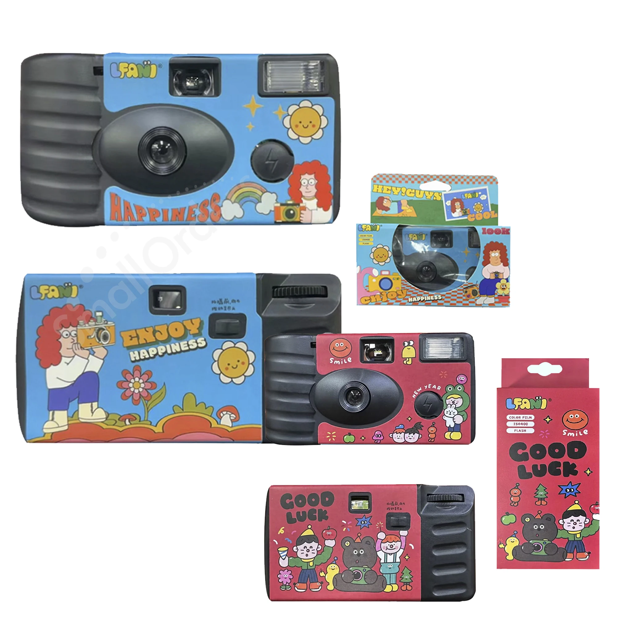 Wholesale other promotional party supplies 35mm film disposable camera with flash digital cartoon logo printed single use camera